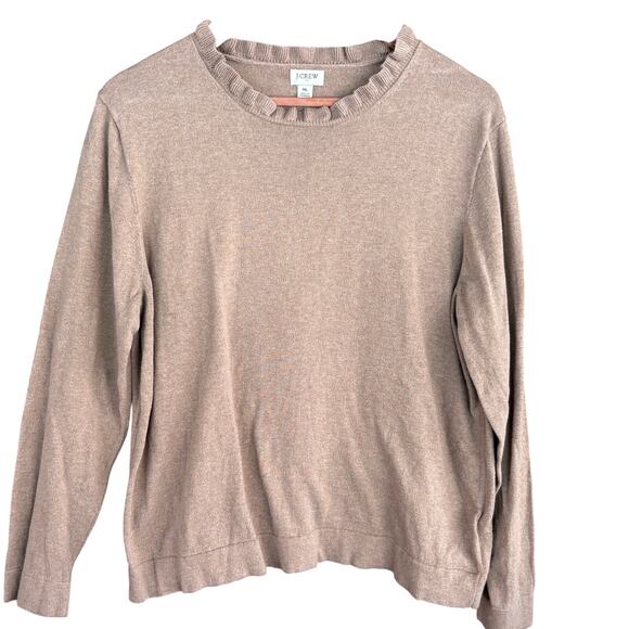 J Crew Cotton Ruffleneck Sweater XL Tan Heather Mushroom BV341 J.Crew - Picture 4 of 7